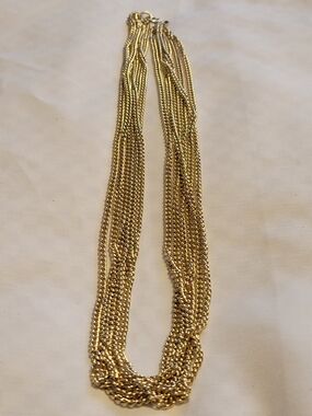 Vtg Sarah Coventry 6 Strand Gold-Tone Chain Necklace